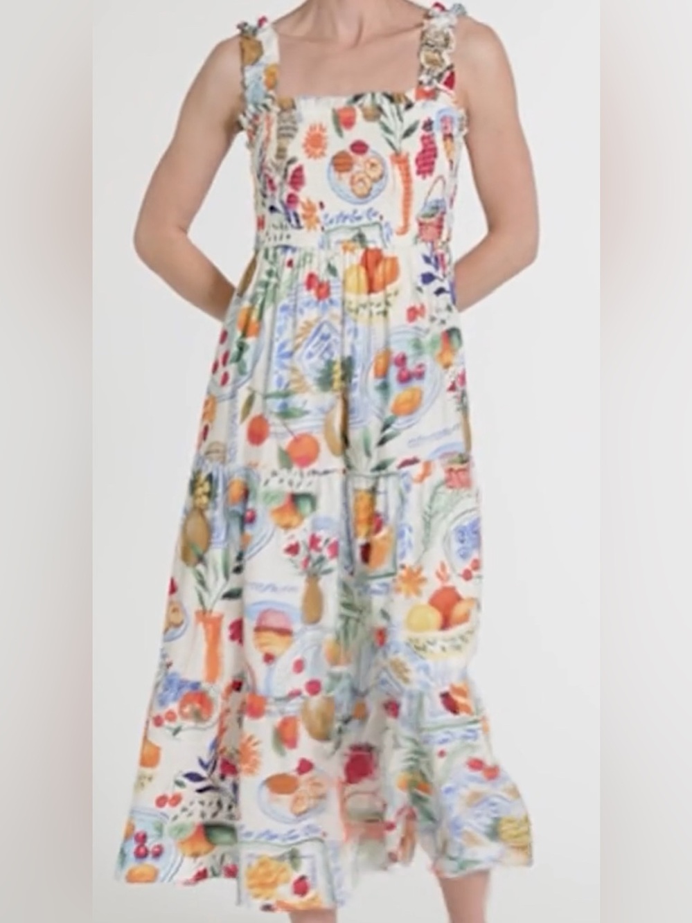 August sky fruit and floral maxi sundress size small - Picture 6 of 6